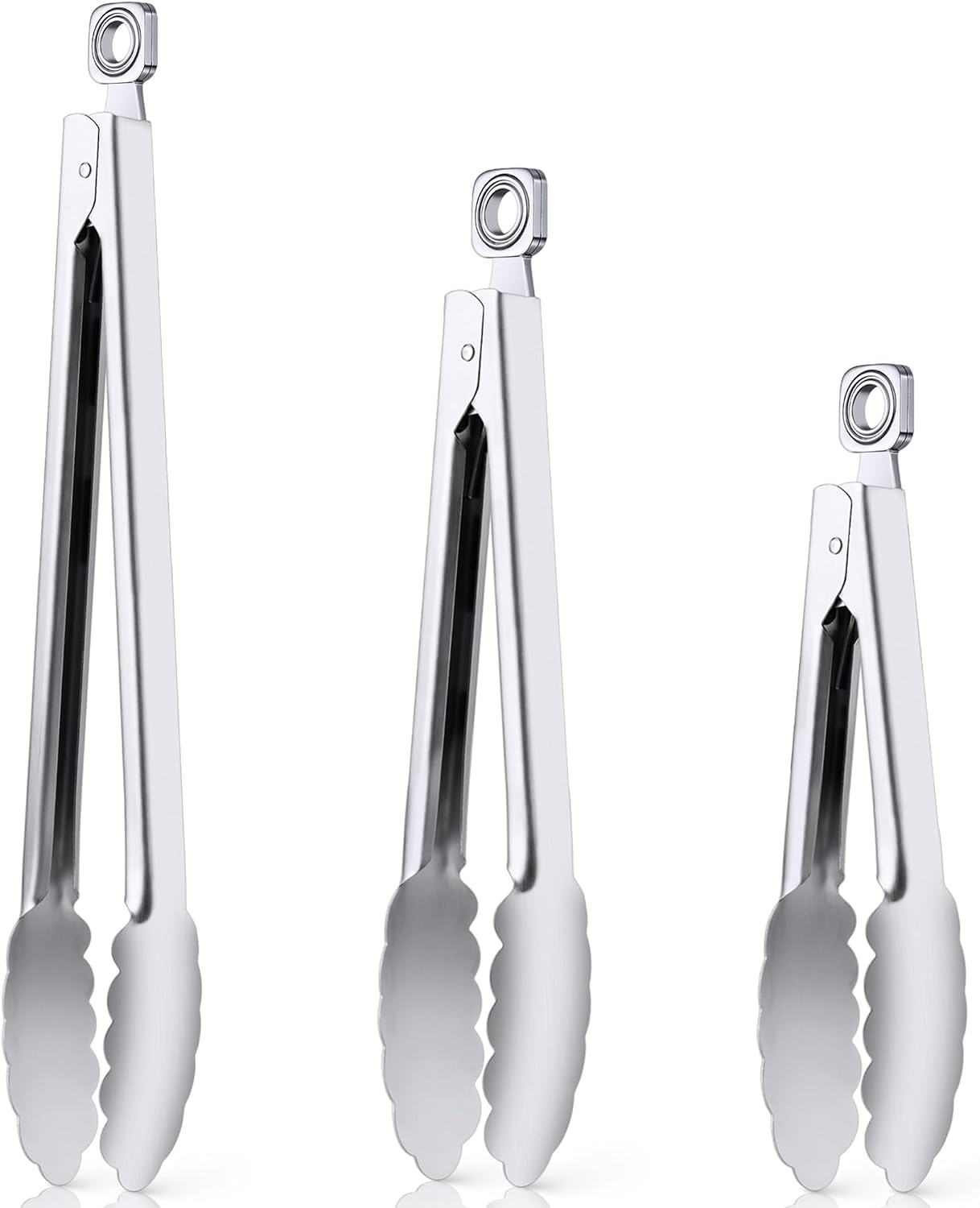 7/9/12 Inch Stainless Steel Kitchen Tongs – Heat Resistant Cooking & BBQ Grilling Tongs