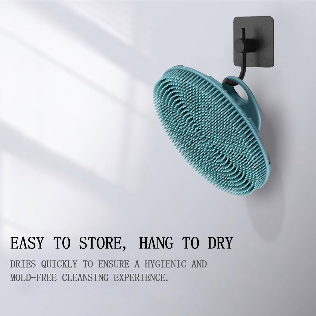Silicone Body Scrubber Shower Brush – Gentle Exfoliating Bath & Body Cleansing Brush, Dark Green