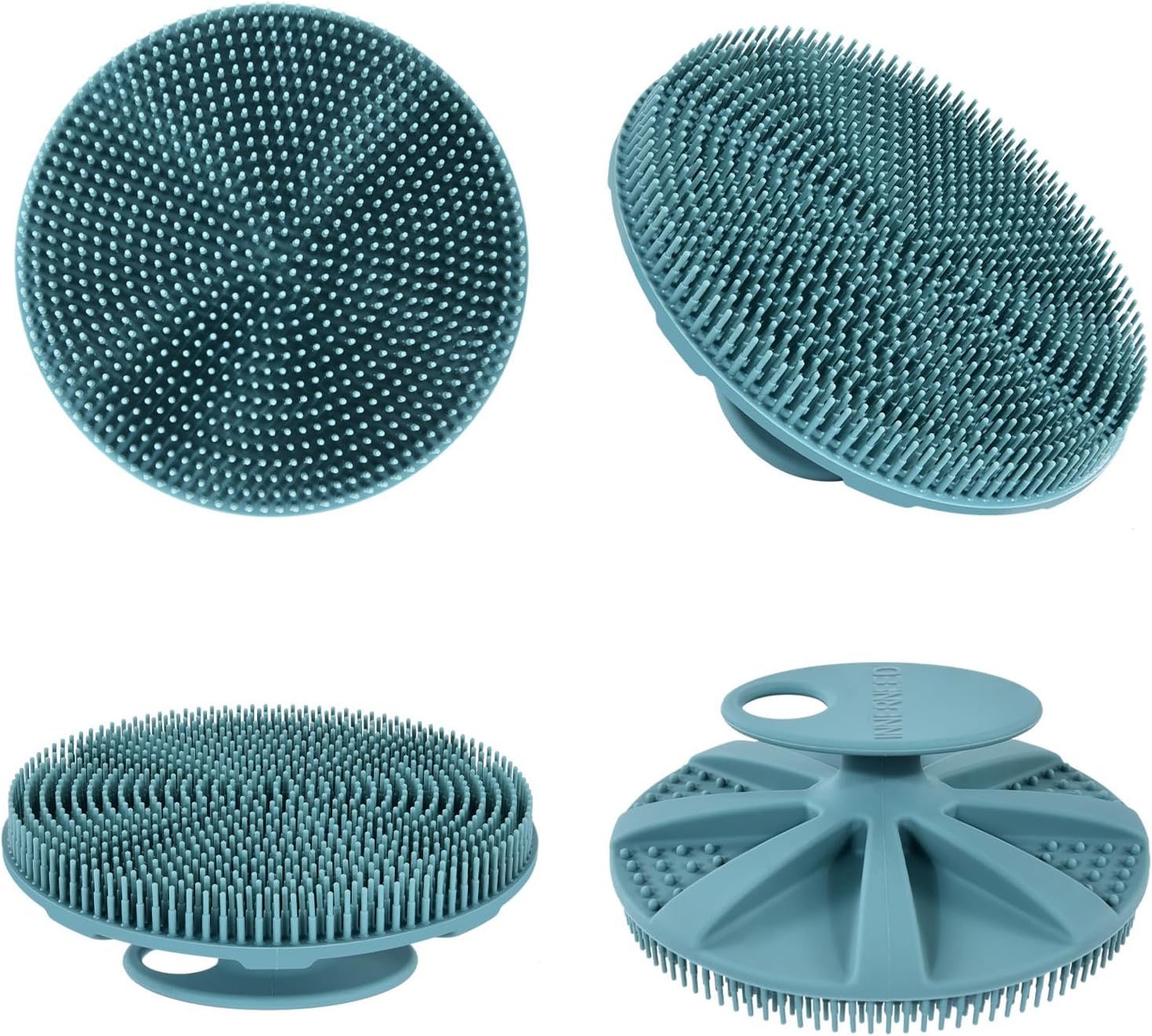 Silicone Body Scrubber Shower Brush – Gentle Exfoliating Bath & Body Cleansing Brush, Dark Green