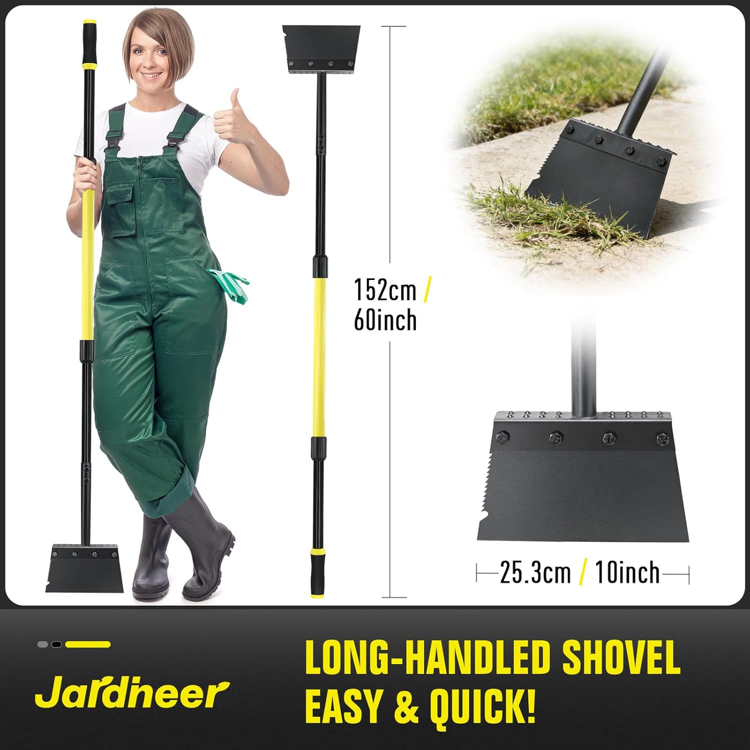 Heavy-Duty Garden Shovel – 152cm Long Handle Multi-Purpose Lawn Edging, Weeding & Surface Scraper
