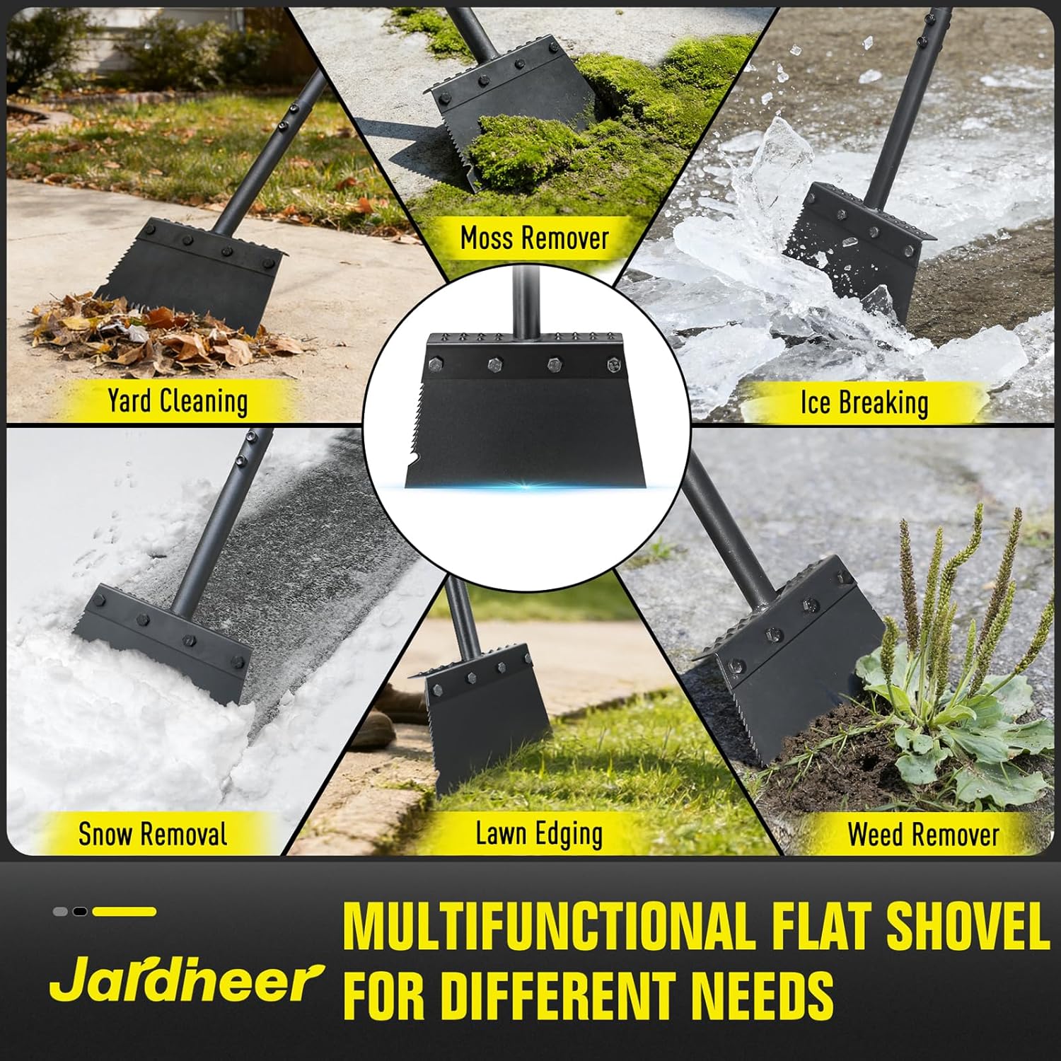 Heavy-Duty Garden Shovel – 152cm Long Handle Multi-Purpose Lawn Edging, Weeding & Surface Scraper