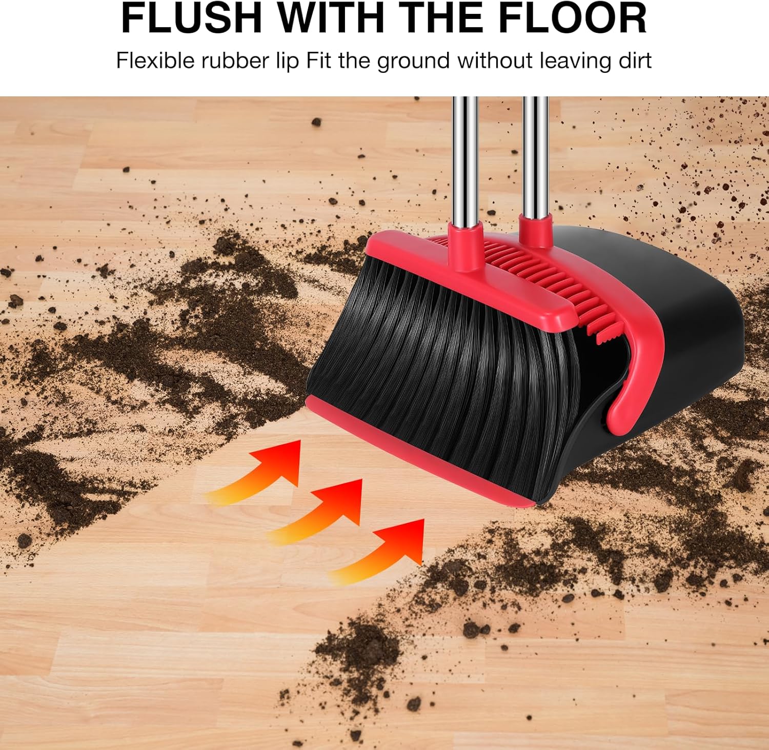 Adjustable Broom & Dustpan Set – 52" Long Handle Floor Sweeper with Built-In Hair Cleaning Teeth