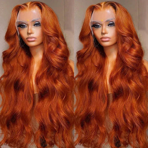250% Orange Ginger Lace Front Wig Human Hair 13x6 Hd Body Wave Lace Front Wig 30 34inch Blonde Colored Human Hair Wigs On Sale